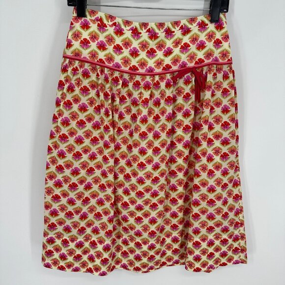J. Crew Floral Skirt 0 Tropical Summer Full Flare Cotton Pink Orange Vintage - Picture 7 of 7